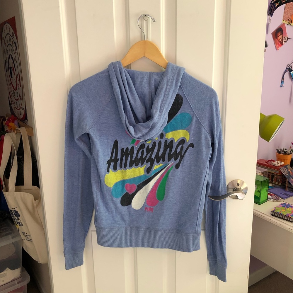 Comfy PINK zip up sweatshirt - size XS